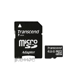 Карта памяти Transcend microSDHC 4GB Class10(TS4GUSDHC10)