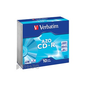 Носители информации Verbatim CD-R 700Mb 52x Slim/10 43342 Crystal