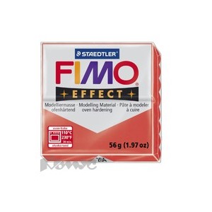 Глина полимерная полупрозрач красная,56гр,запек в печке,FIMO,effect,8020-204