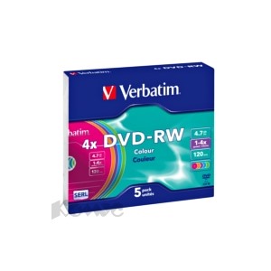 Носители информации Verbatim DVD-RW 4,7Gb 4х Slim/5 43563 Color