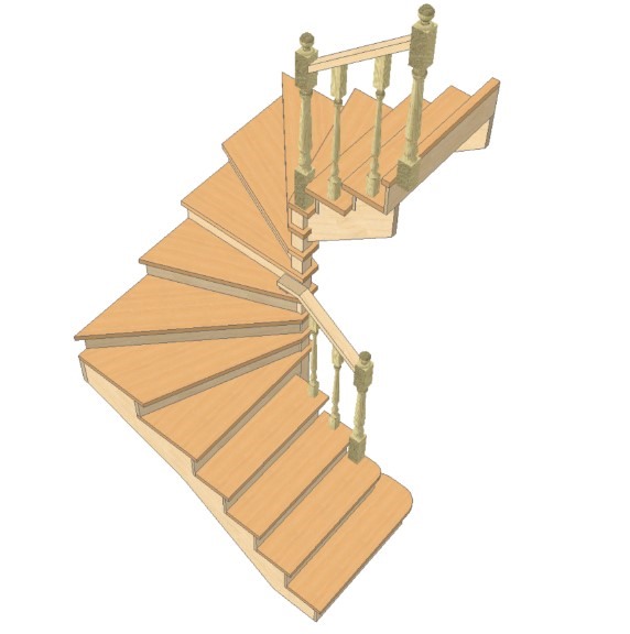 П-образные лестницы, купить лестницы с поворотом на градусов по выгодным ценам в Москве