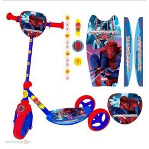 Самокат CS-001-SPIDER MAN 3х кол.алюмин.колеса п/у