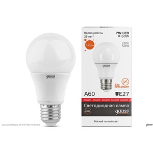  Gauss Лампа Gauss LED Elementary A60  7W Е27  2700K 1/10/100 (23217А)