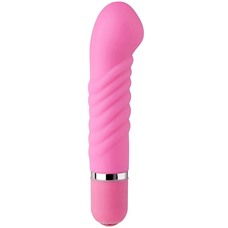 Розовый мини-вибратор с увеличенной головкой и рёбрами NEON FANTASY STICK PINK - 11 см.