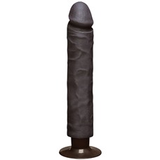 Коричневый вибратор The Realistic Cock ULTRASKYN Without Balls Vibrating 10” - 29,2 см.