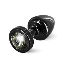 Чёрная пробка с чёрным кристаллом ANNI round black T1 Black Diamond - 6 см.