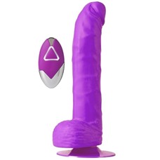 Фиолетовый вибратор на присоске PURRFECT SILICONE DELUXE REMOTE VIBE 8IN - 20 см.