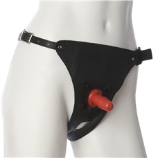 Кожаные трусики унисекс со штырьком для фиксации насадок Leather Ultra Harness with Plug