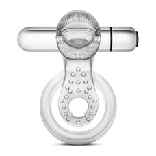 Прозрачное эрекционное кольцо с подхватом, вибропулей и язычком 10 Function Vibrating Tongue Ring