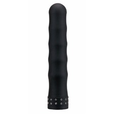 Водонепроницаемый чёрный вибромассажёр со стразами STUDDED GYRATING VIBE - 17,8 см.