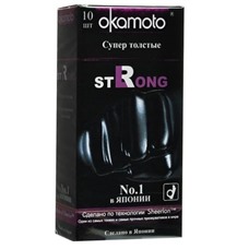 Супер прочные презервативы чёрного цвета Okamoto Strong - 10 шт.