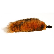 Анальная пробка черного цвета с тонированным лисьим хвостом