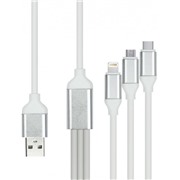 Кабель SmartBuy (iK-312RB white) 3 в 1 micro+C+8 pin  1.2 м, 3A
