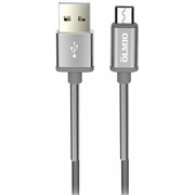 Кабель OLMIO (038646) HD micro USB серый, 1.2 м, 2,1A, нейлоновая оплетка