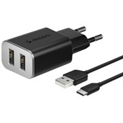 З/У Deppa (11382) 2 USB 2.4А + кабель USB-C черный Ultra