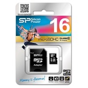 Карта памяти MicroSDHC 16 Gb Silicon Power class 10  SP016GBSTH010V10SP