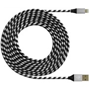 Кабель DF cZebra-01 USB-C (black/white) 3 м, 1A (нейлоновая оплетка)
