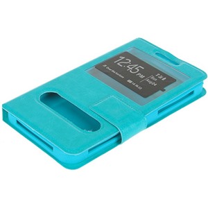 Чехол Book-case 5.3-5.5", бирюза тех. упаковка (с окном, и силиконовой вставкой для телефонов)