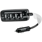 Авто З/У Ginzzu (GA-4430UB) 6.0A, 4 USB + удлинитель 80 см, черный
