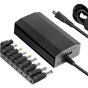 Адаптер питания для Ноутбуков GINZZU GA-4290,  сетевой+автомобильный, 90W, 9 адаптеров, USB