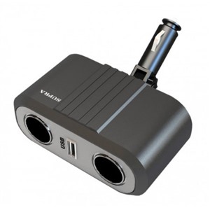 Разветвитель SUPRA SCP 2-12U на 2 прикуривателя+USB