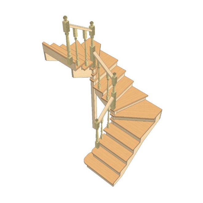 №3.1.5.4. Лестница с разворотом на 180 градусов, с забежными ступенями