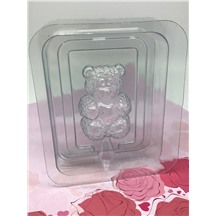 Пластиковая форма 3D "Медвежонок Тедди сидит с сердечком в обнимку" (2 половинки)