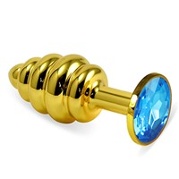 LoveToy Gold Spiral, голубой
Золотая анальная втулка с голубым кристаллом