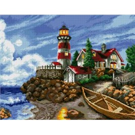 Картина стразами (набор) "Огни маяка" 64х50 см