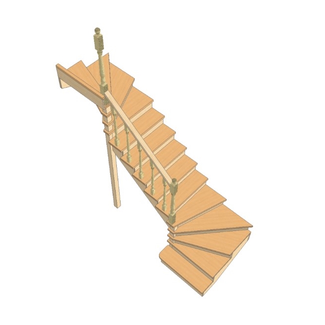 №3.1.4.1. Лестница с разворотом на 180 градусов, с забежными ступенями