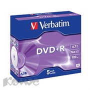 Носители информации Verbatim DVD+R 4,7Gb 16х Jewel/1 43497