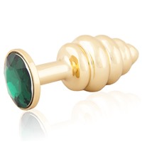 LoveToy Gold Spiral, зеленый
Золотая анальная втулка с зеленым кристаллом
