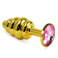 LoveToy Gold Spiral, розовый
Золотая анальная втулка с розовым кристаллом
