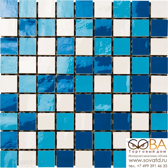 Мозаика Alta Ceramica  Cristal Mosaico Blu/Azzurro/Bianco 30 x 30 купить по лучшей цене в интернет магазине стильных обоев Сова ТД. Доставка по Москве, МО и всей России
