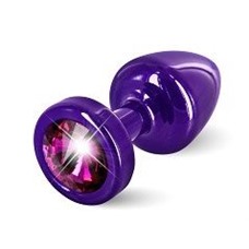 Фиолетовая пробка ANNI round Purple T1 Fuschia с малиновым кристаллом - 6 см.