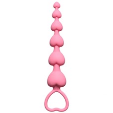 Розовая анальная цепочка Heart s Beads Pink - 18 см.