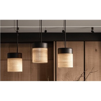 Подвесной светильник текстиль и металл черный лофт стиль