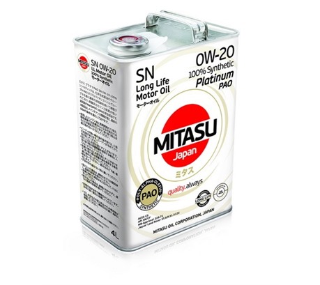 Моторное масло Mitasu Platinum PAO Plus SN 0W-20 100% Synthetic (4л.)